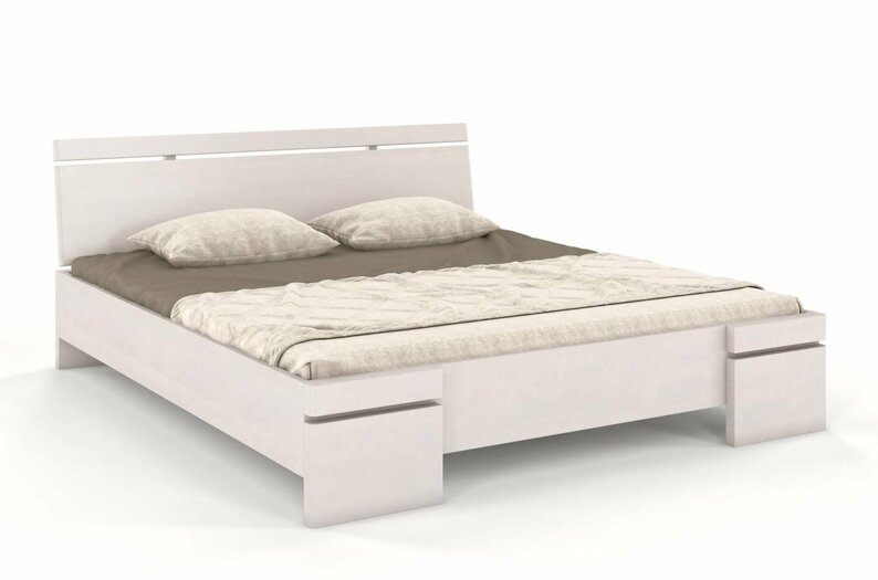 Łóżko Lopar z drewna bukowego 140x200 cm Bielony
