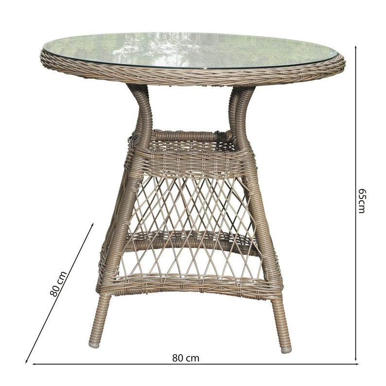 Stół ogrodowy Marboned okrągły 80 cm z czterema krzesłami rattan