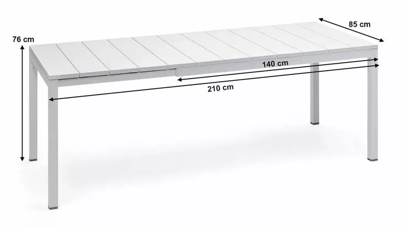 Rozkładany stół ogrodowy Rio Nardi 140-210x85 cm z certyfikowanego tworzywa antracytowy