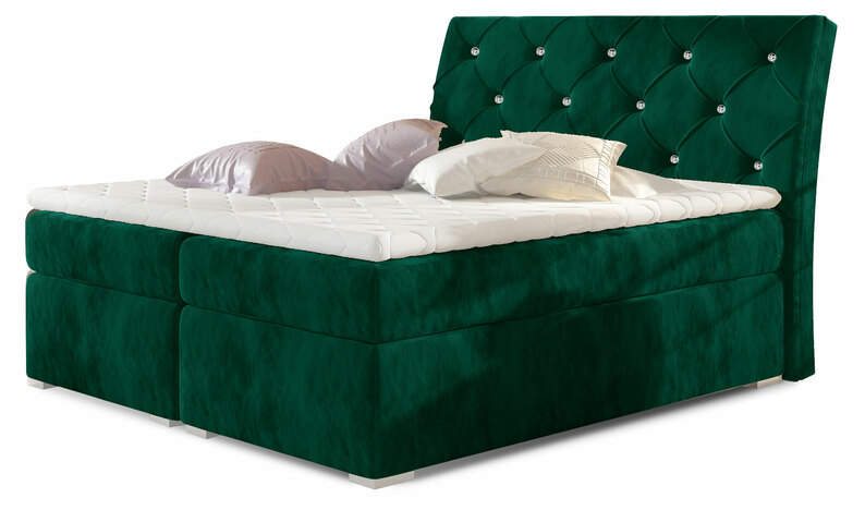 Łóżko kontynentalne Svodna 160x200 cm z pojemnikiem zielone