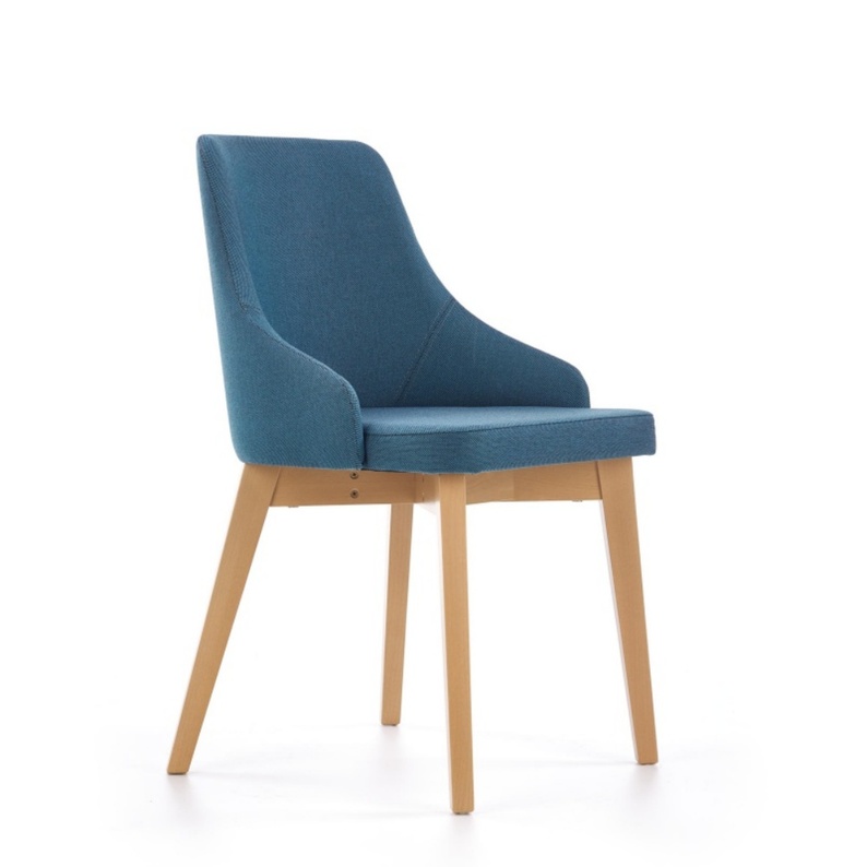 Krzesło tapicerowane Berlas niebieskie - dąb miodowy