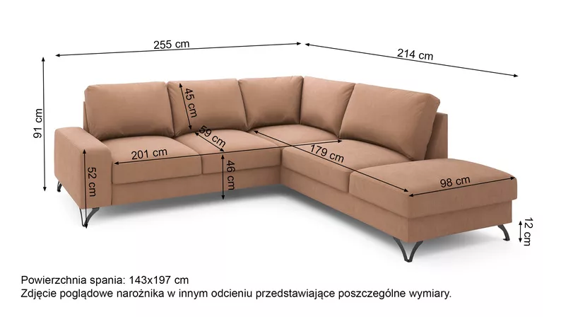 Narożnik z funkcją spania Bewello L-kształtny z boczkiem i pojemnikiem szary welur łatwoczyszczący hydrofobowy lewostronny
