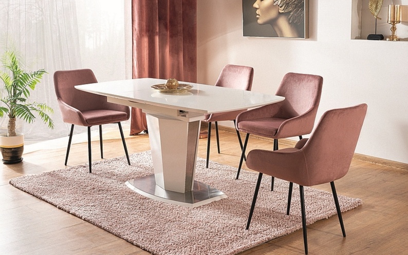 Krzesło tapicerowane Kalvi różowy velvet