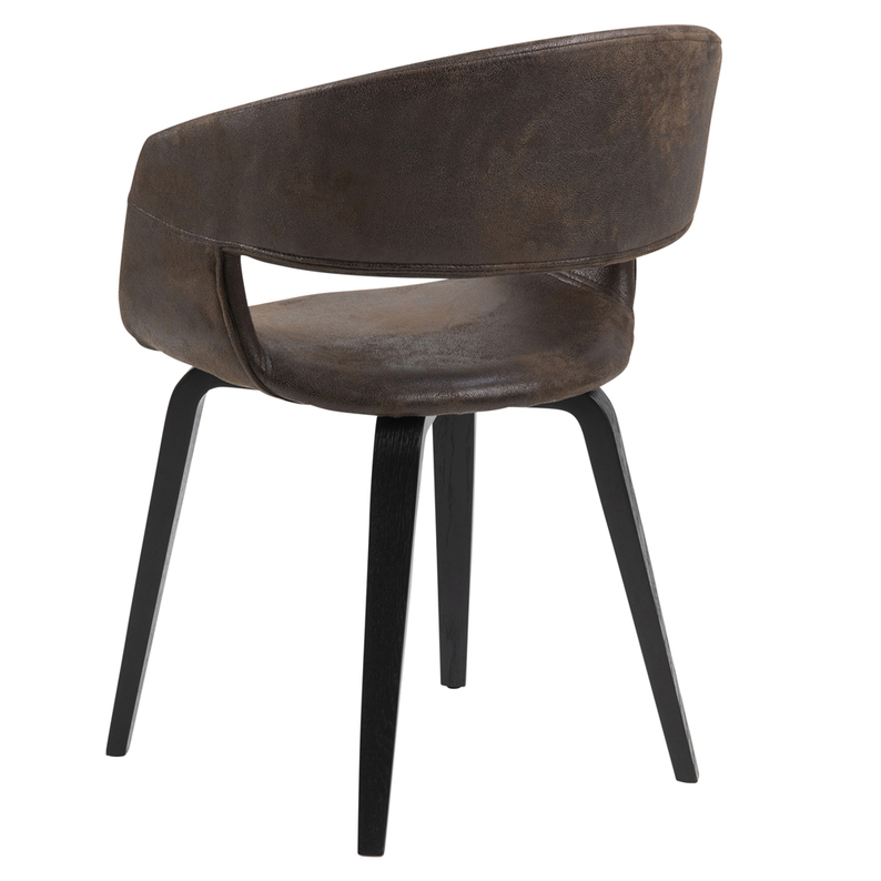 Krzesło tapicerowane Drokan brązowe vintage na czarnej podstawie