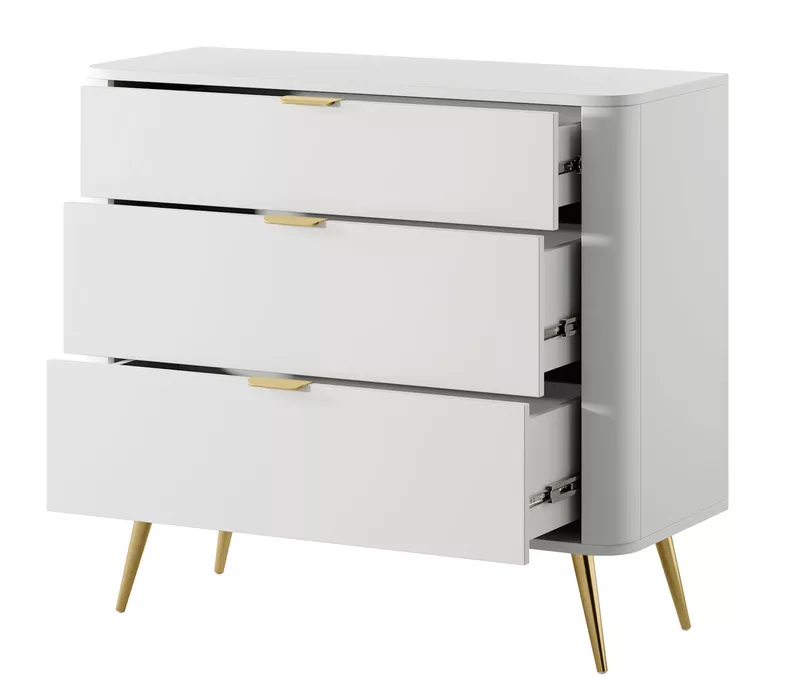 Komoda Oval z trzema szufladami 92 cm Biała