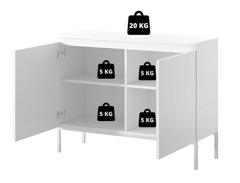 Komoda dwudrzwiowa Bemmi 100 cm biała z czarnymi nogami