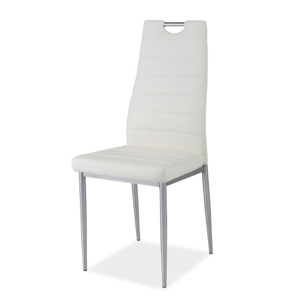 Krzesło tapicerowane Lastad białe z uchwytem na chromowanej podstawie