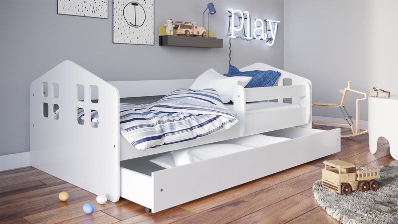 Łóżko dziecięce Bubup 180x80 cm z szufladą białe