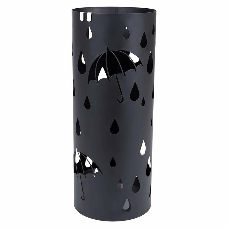 Stojak na parasole Rain metalowy czarny na planie koła