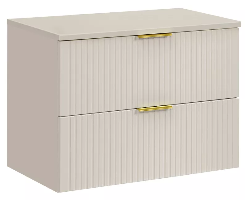 Szafka łazienkowa dwuszufladowa Temirni z blatem 80 cm beżowa