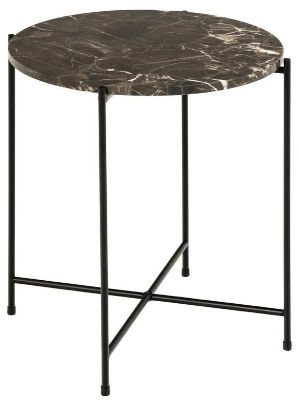 Stolik okrągły Daimered brązowy marmurowy blat polerowany na metalowej podstawie 42 cm