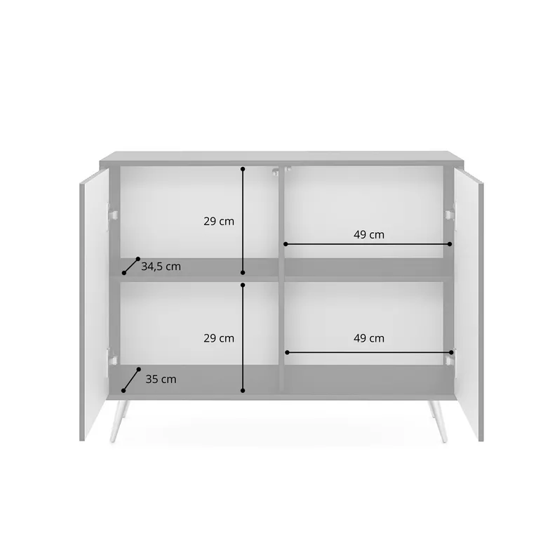 Komoda Bello z lamelowymi frontami 104 cm czarna ze złotymi nogami