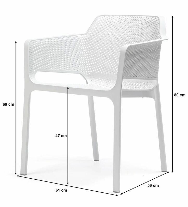 Krzesło ogrodowe Net Nardi z certyfikowanego tworzywa białe
