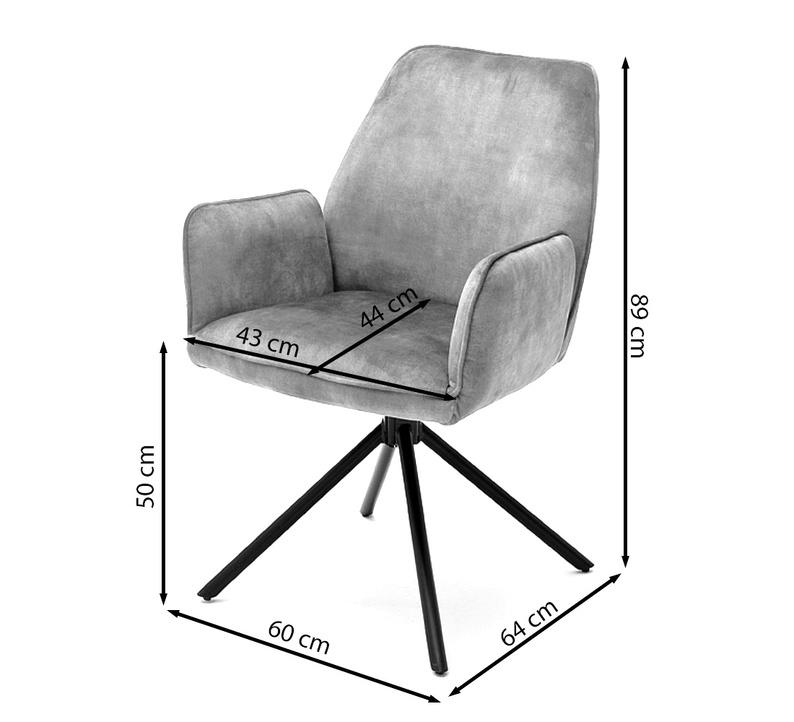 Krzesło z podłokietnikami Toryders brązowy welur