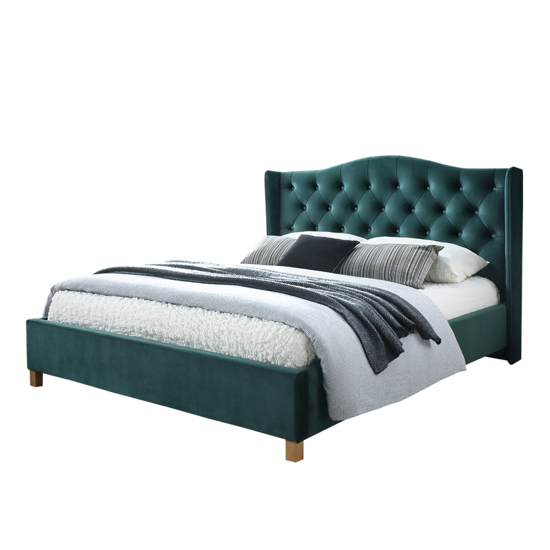 Łóżko tapicerowane Balmore 160x200 cm zielony velvet