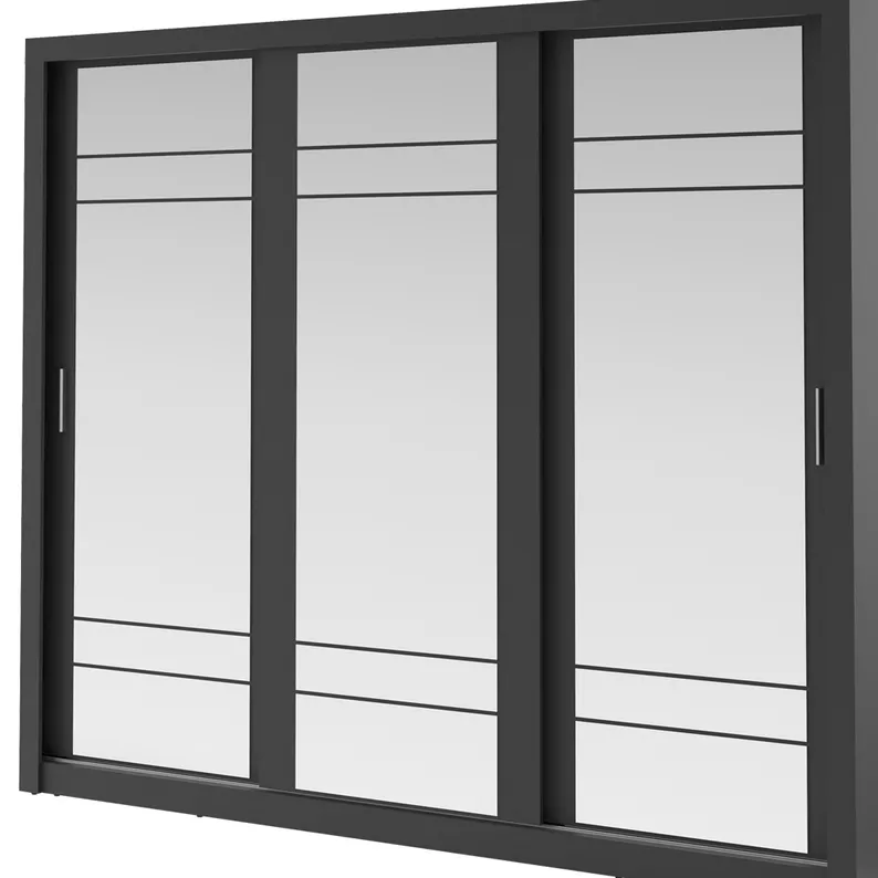 Szafa Arti 250 cm z trzema lustrami Czarny 