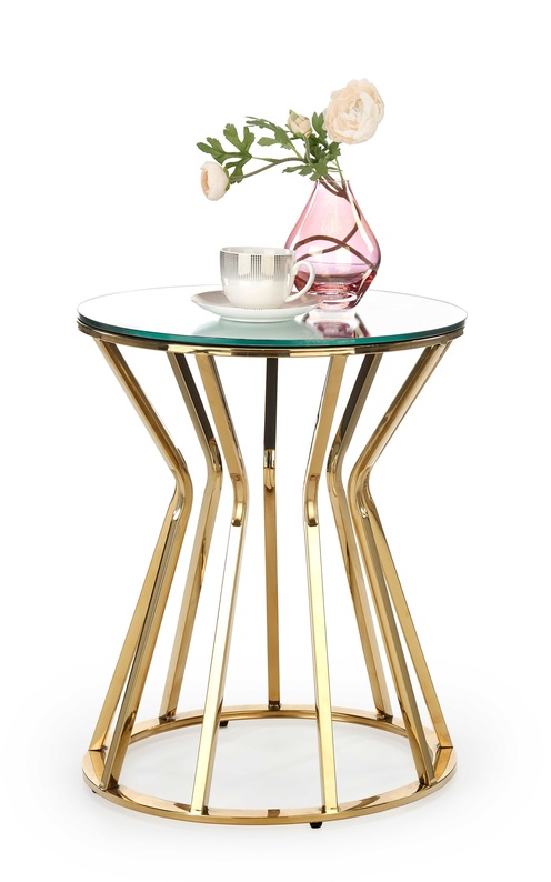 Stolik kawowy Plifies okrągły średnica 45 cm lustro/złoty