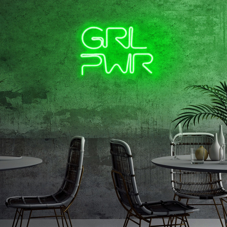 Neon na ścianę Letely z napisem Girl Power zielony