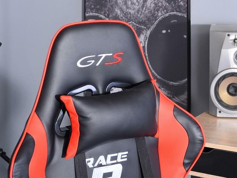Fotel gamingowy Racer GTS czarno - czerwony pikowany