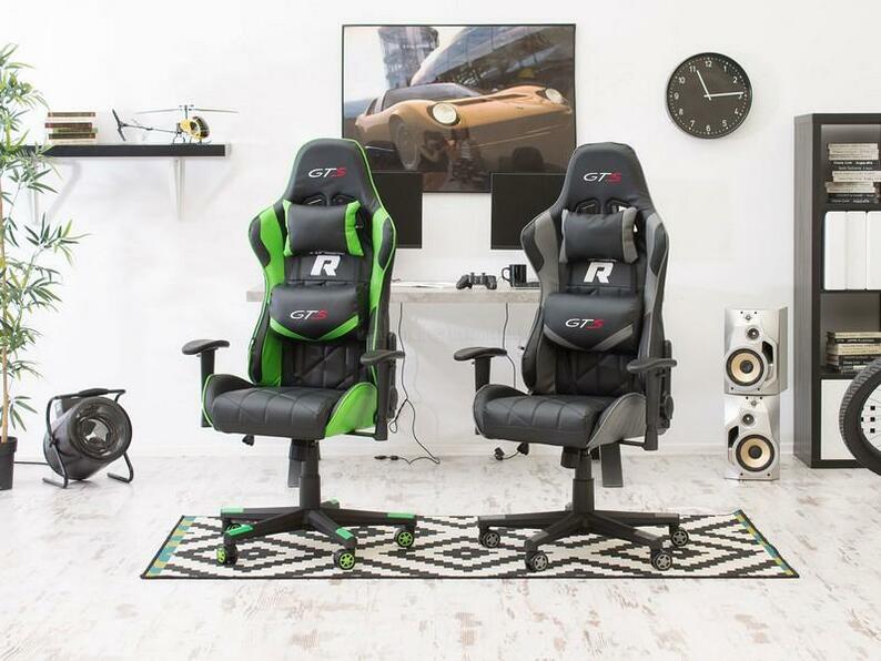 Fotel gamingowy Racer GTS czarno - zielony pikowany