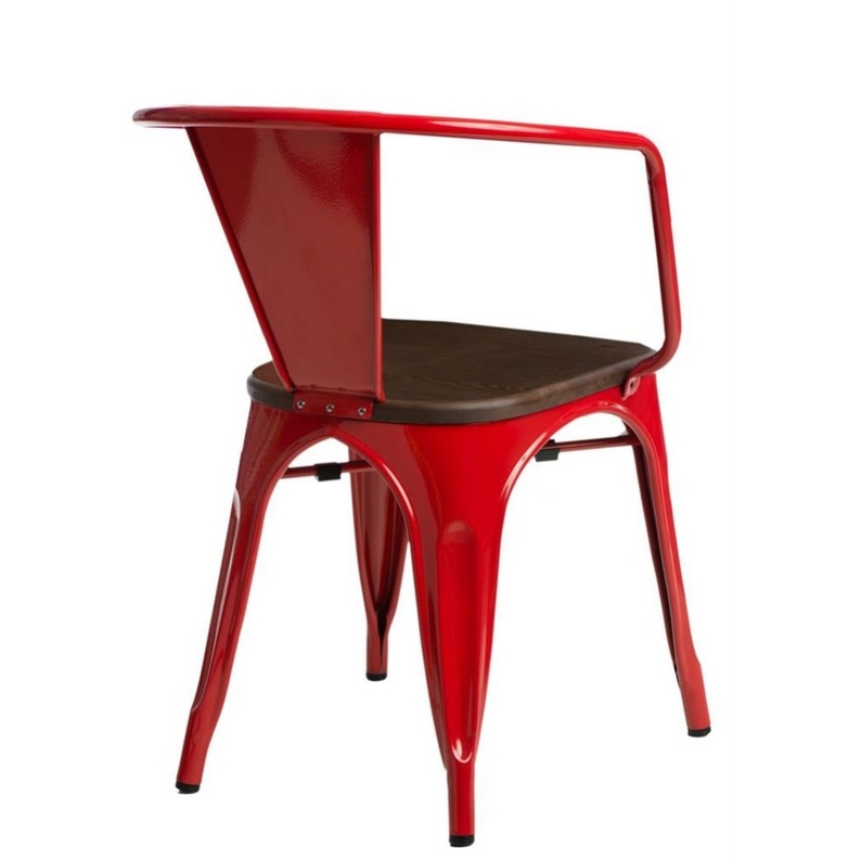 Krzesło Paris Arms Wood czerwone - orzech 