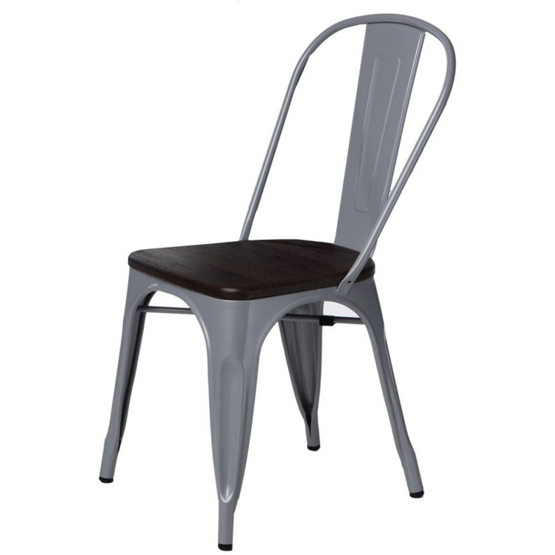 Krzesło Paris Wood szare - sosna szczotkowana