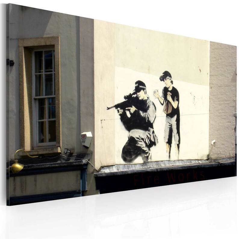 Obraz - Snajper i chłopiec (Banksy) 60x40 cm