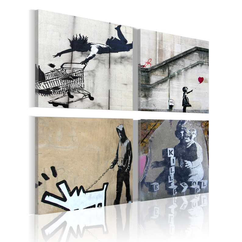 Obraz - Banksy - cztery twórcze pomysły 40x40 cm