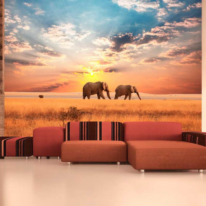 Fototapeta Słonie na afrykańskiej sawannie