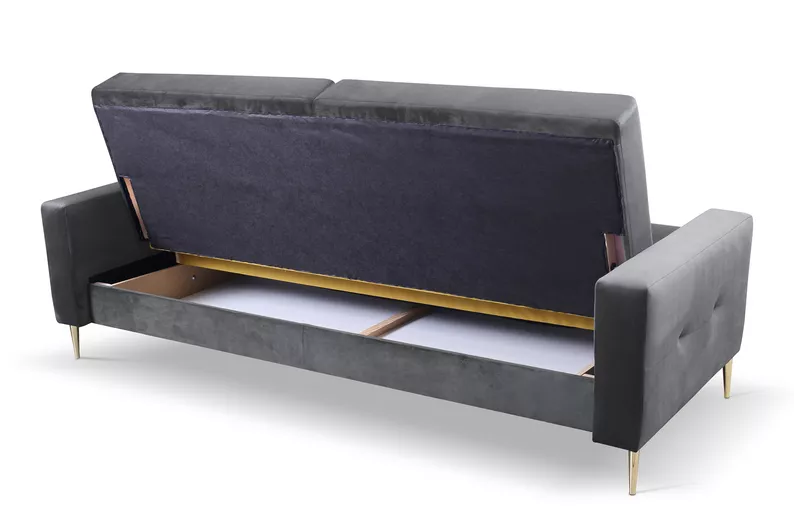 Komplet wypoczynkowy Santi sofa i dwa fotele szary w tkaninie hydrofobowej nogi złote