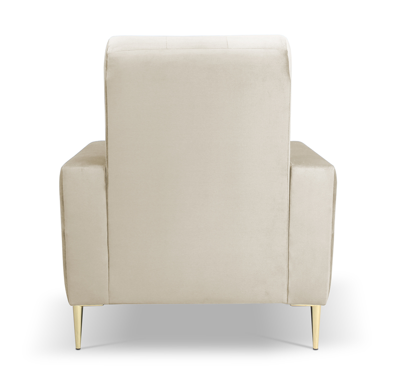 Komplet wypoczynkowy Santi sofa i dwa fotele jasnobeżowy w tkaninie hydrofobowej nogi złote