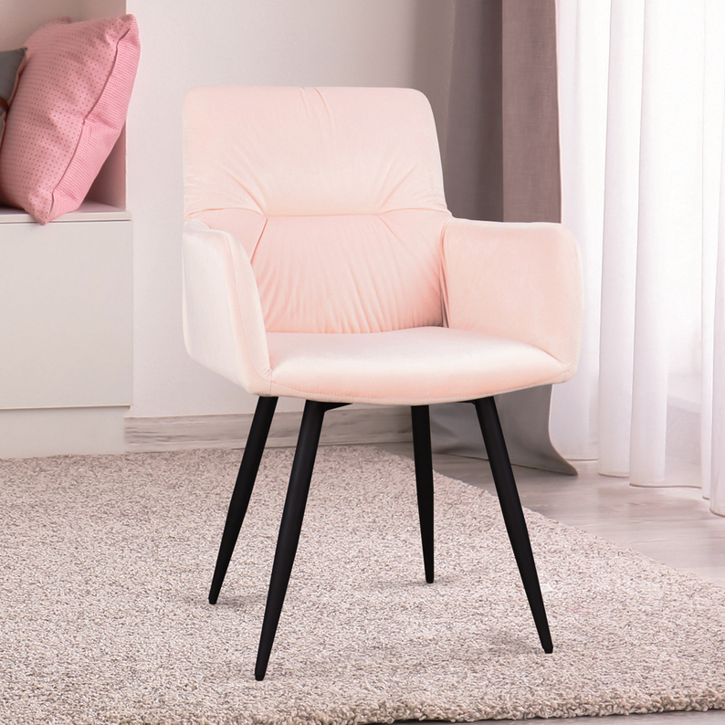 Krzesło Mosterio z podłokietnikami pudrowy velvet