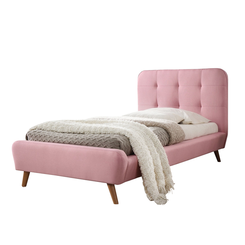 Łóżko tapicerowane Rikot różowe 90x200 cm