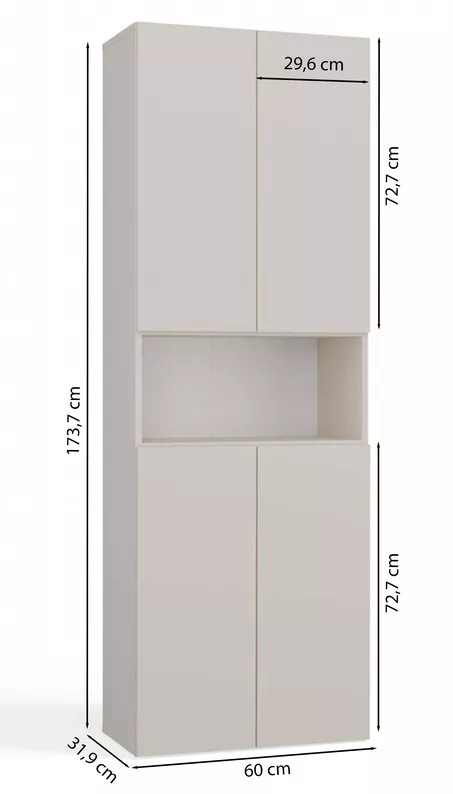 Słupek łazienkowy Nel z koszem na pranie i wnęką 60 cm kaszmir