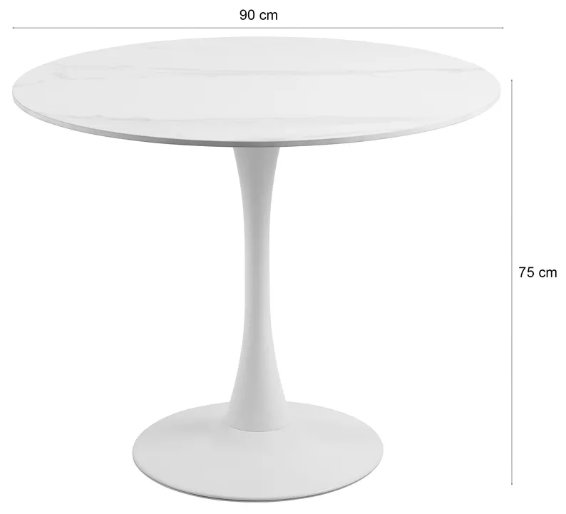 Stół okrągły Roshly ceramiczny blat 90 cm szary
