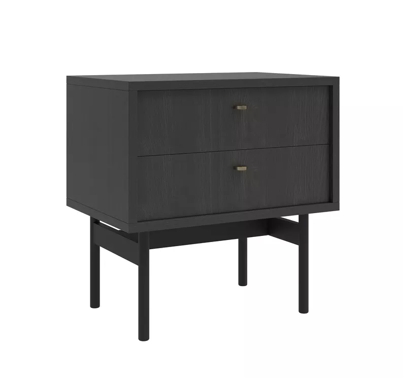 Szafka nocna Olar z dwiema szufladami 55 cm Jesion Portland czarny