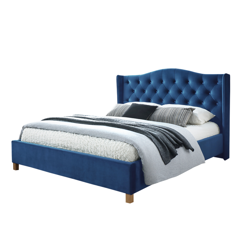 Łóżko tapicerowane Balmore 160x200 cm granatowy velvet