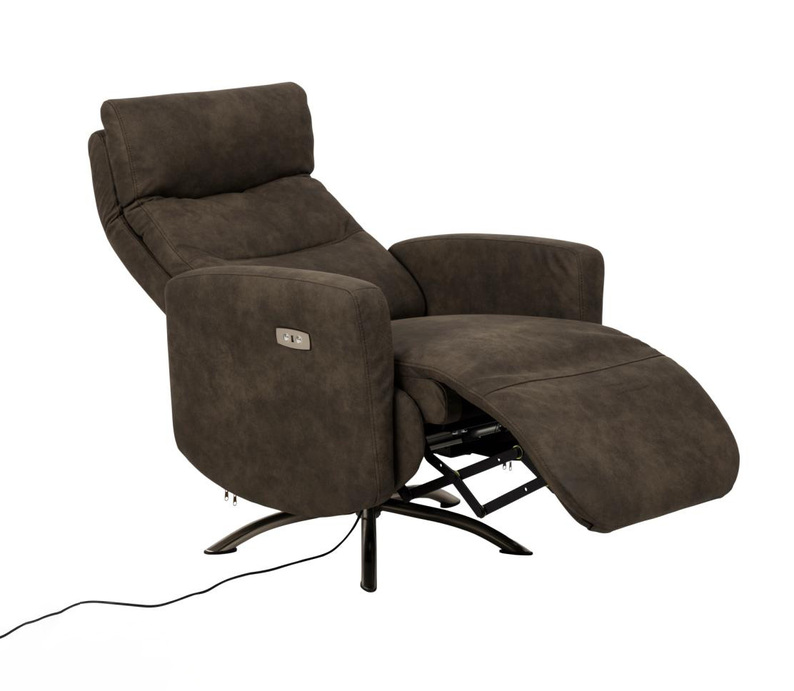 Fotel obrotowy Premizes brązowy z elektrycznym odchyleniem z czarną podstawą