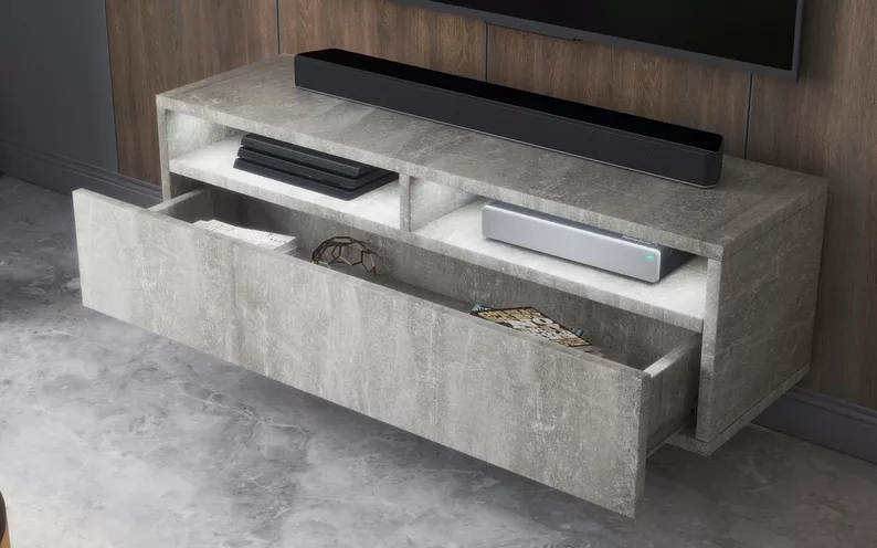 Szafka RTV z szufladą Rednaw 100 cm Beton 