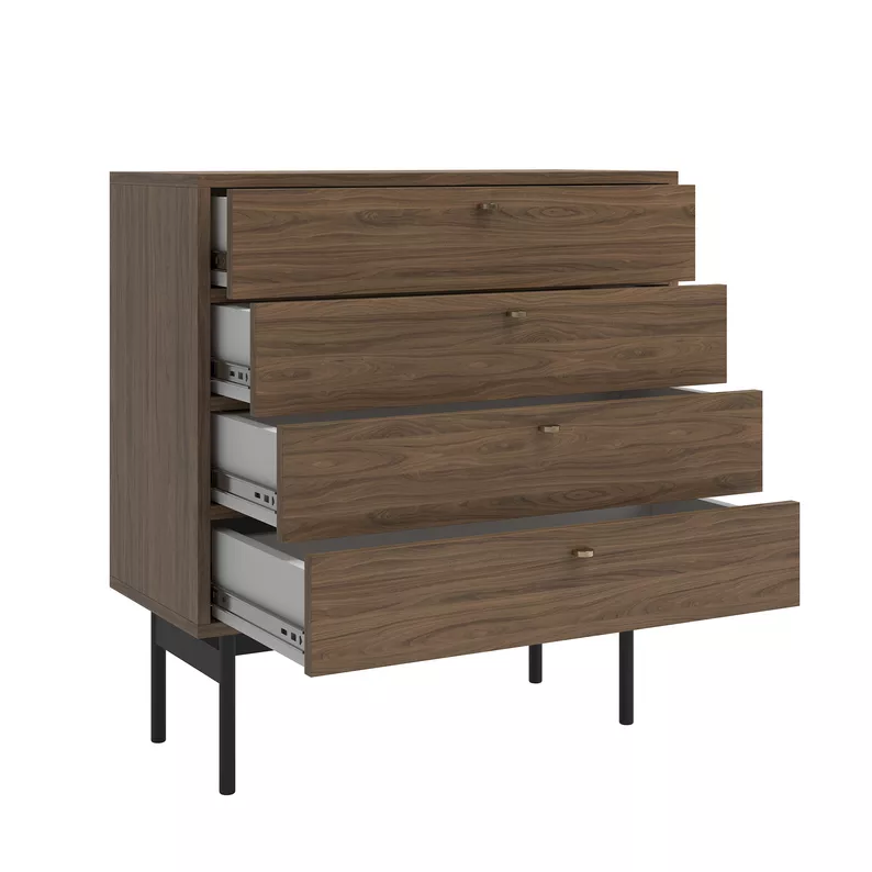 Komoda Olar z czterema szufladami 85 cm Orzech Carini naturalny