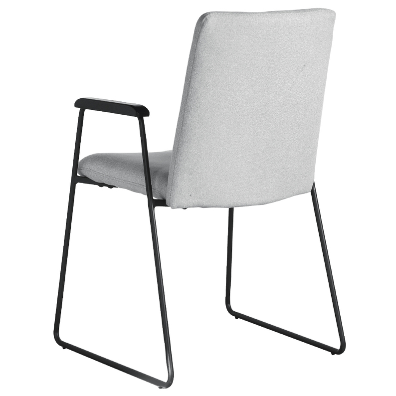 Krzesło tapicerowane z podłokietnikami Alake szare w tkaninie hydrofobowej
