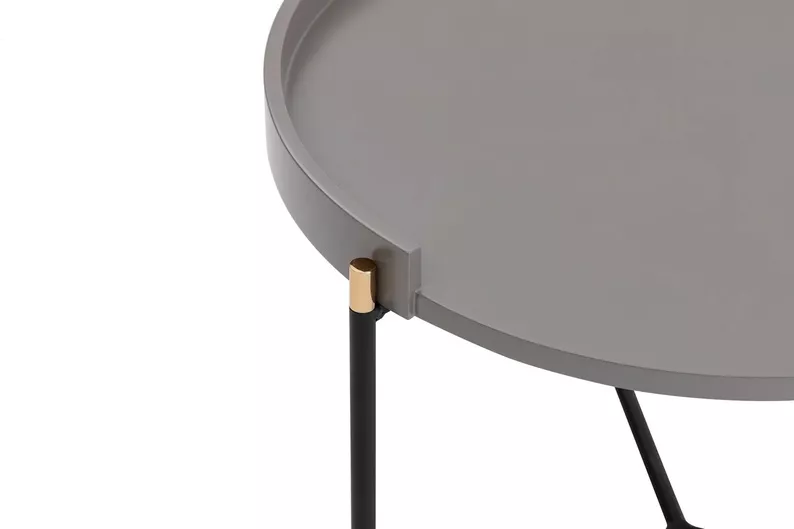 Zestaw stolików kawowych Proverly okrągłe blaty średnica 60 i 80 cm beżowy/szary