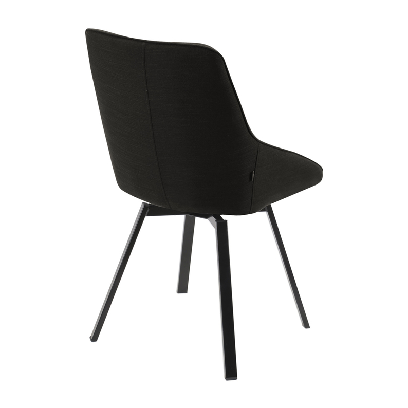 Krzesło tapicerowane Yanii czarne w tkaninie hydrofobowej