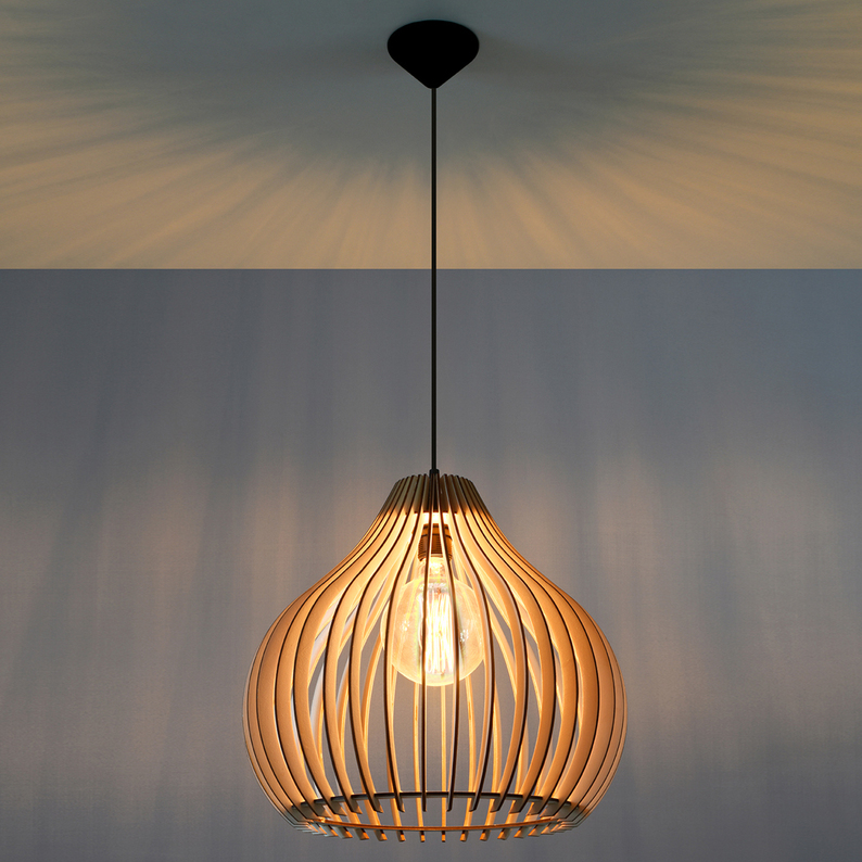 Lampa wisząca Apriva drewniany średnica 40 cm
