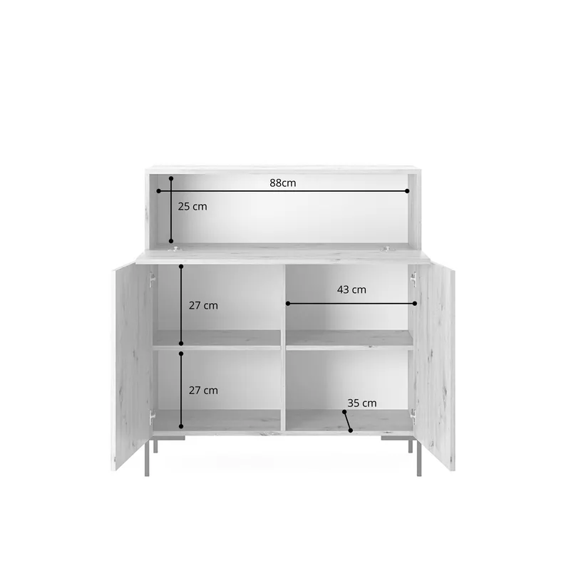 Komoda wysoka Lammelo 92 cm czarna/dąb lamele