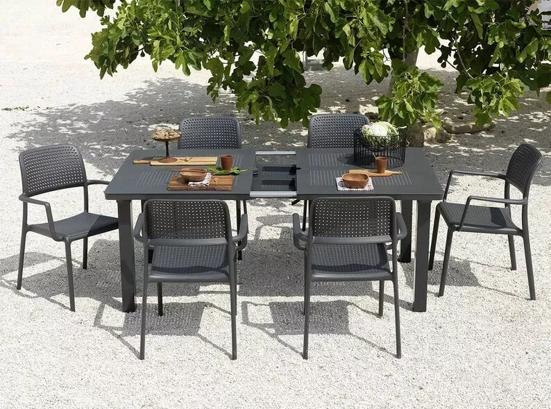 Rozkładany stół ogrodowy Levante Nardi 160-220x100 cm z certyfikowanego tworzywa antracytowy
