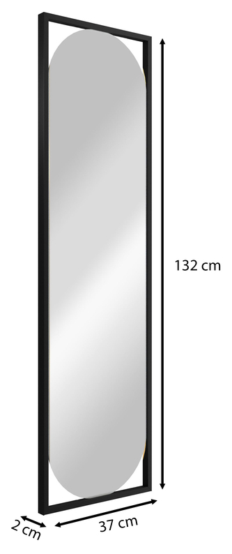Lustro ścienne Thelmen 132x37 cm w czarnej ramie
