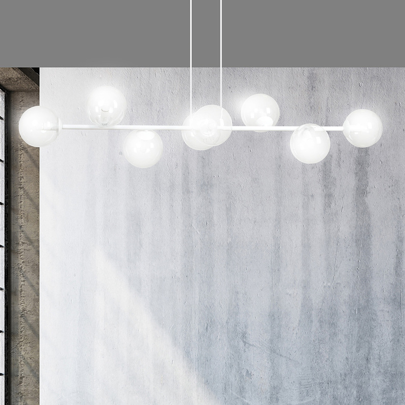 Lampa wisząca Sulmona biała z transparentnymi kloszami x8