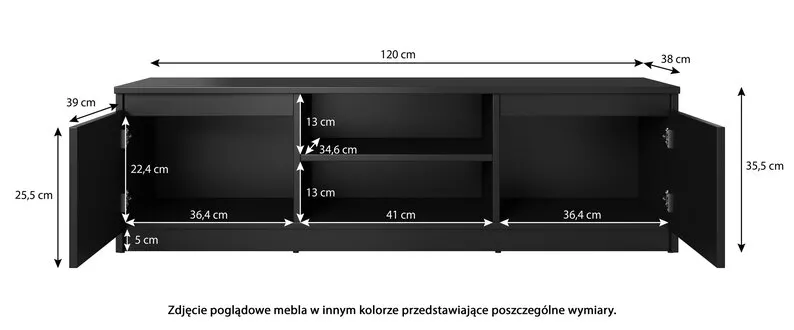 Szafka RTV Permys 120 cm wotan / czarny grafit