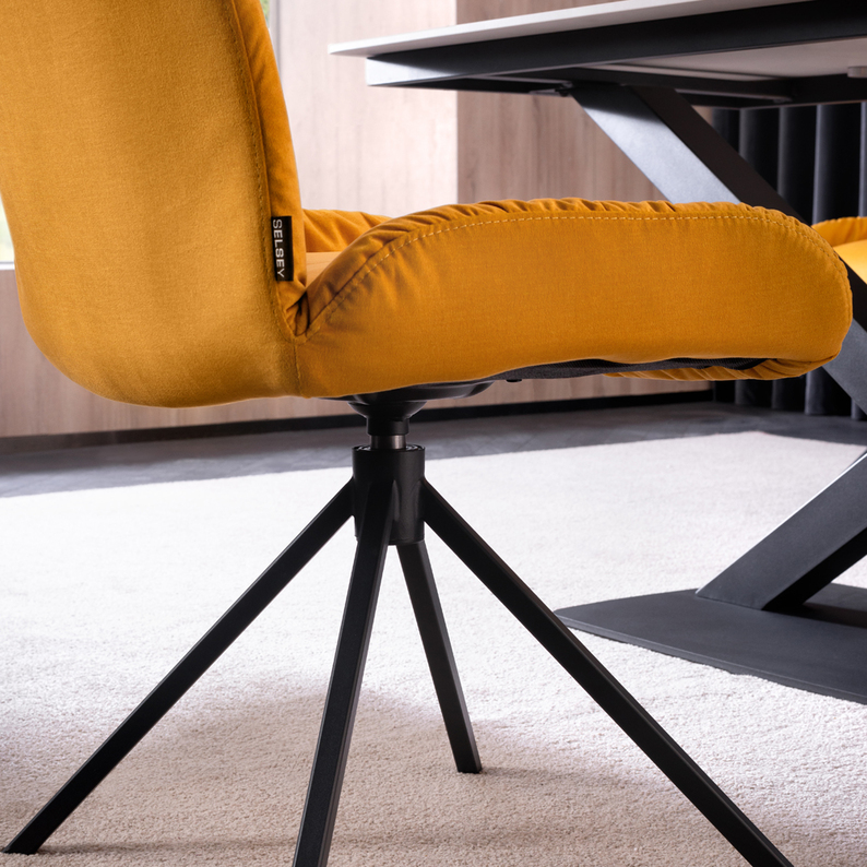 Krzesło obrotowe Simdes żółte w tkaninie hydrofobowej 